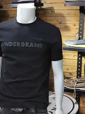 短袖t恤男圆领修身弹力潮牌印花半袖韩版休闲百搭丝光棉体恤 黑色d005