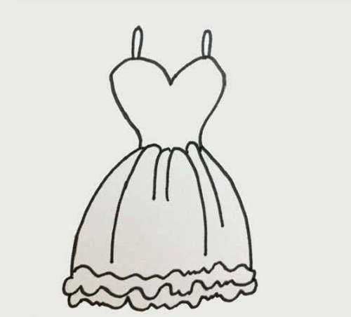 接着我们要给这个裙子装饰一下哦,用一些曲线,弧线,波浪线还有直线