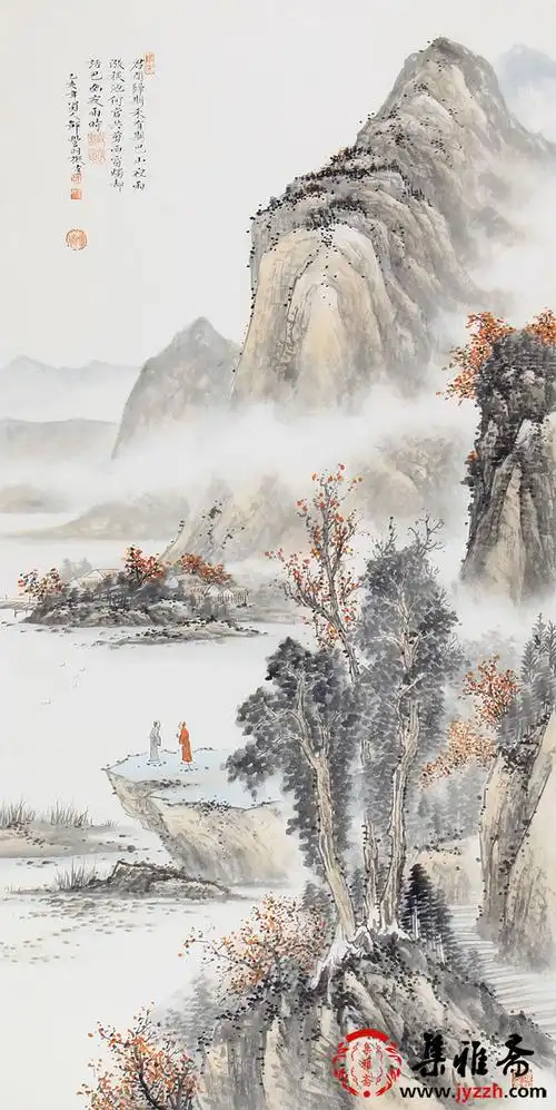 精品国画收藏邹丰羽四尺竖幅山水画君问归期