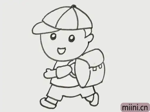 上学的小男孩简笔画