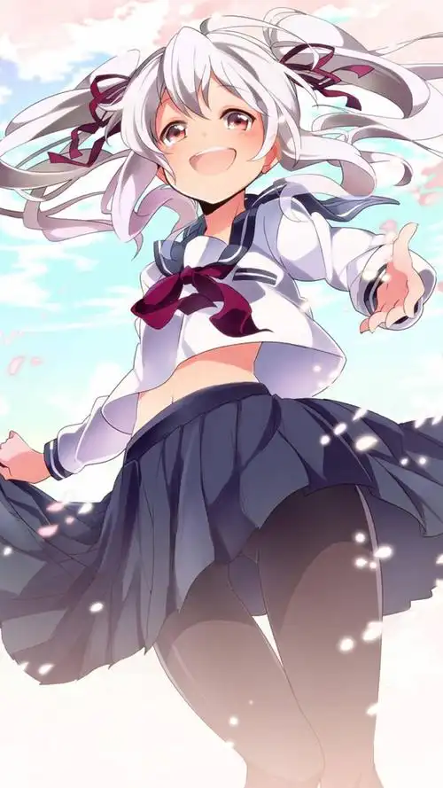 双马尾二次元卡通少女手机壁纸俏皮而自信的女孩