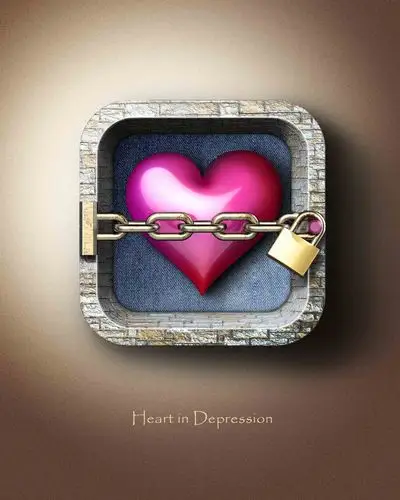 被锁的爱心图标ui