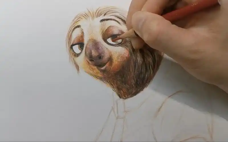 疯狂动物城树懒flash彩铅全过程