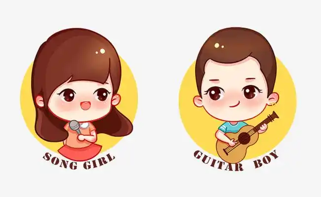 唱歌女孩与吉他男孩q版头像