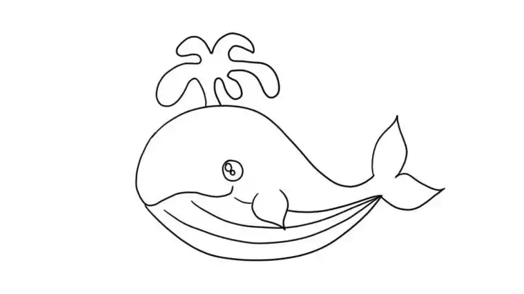 鲸鱼简笔画动物简笔画动物简笔画卡通简笔画蓝色鲸鱼图案