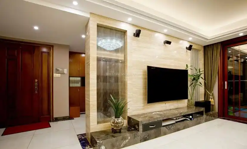最新现代客厅半隔断电视背景墙装修效果图片