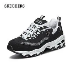 skechers斯凯奇女鞋秋冬款熊猫鞋复古厚底缓震老爹鞋黑色时尚休闲运动