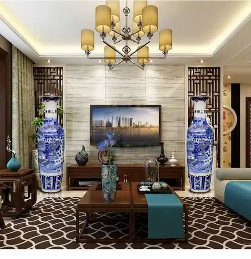 景德镇仿古清明上河图瓷瓶大号客厅落地大花瓶陶瓷花器装饰品摆件14米