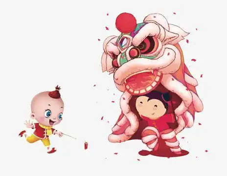 新春舞狮卡通人物免抠png图