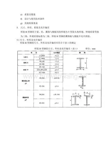 焊接h型钢采购技术规格书(初版)(1)(总6页).doc