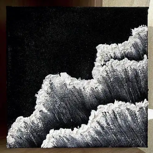 海浪肌理画|石英砂#肌理  #画画  #画画的日常  #绘画  #海浪