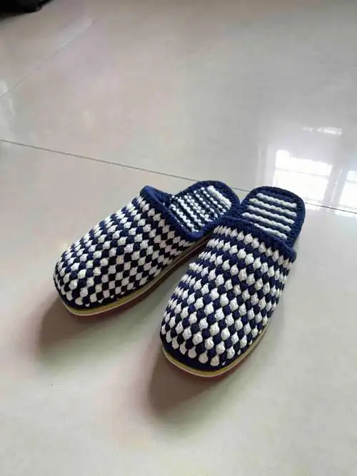 手工钩织男士拖鞋
