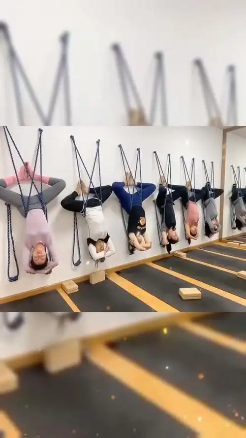 爱悦墙绳瑜伽给你不一样的瑜伽感受,倒置式体式可以防止内脏下垂滋润