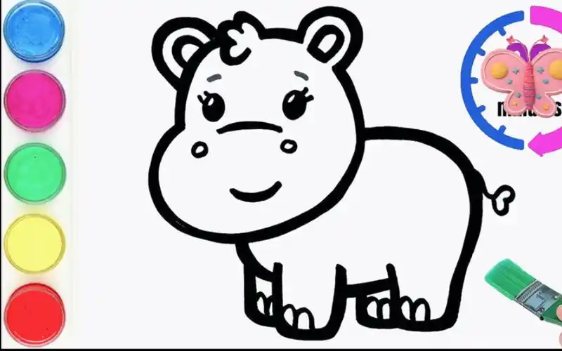 儿童简笔画河马 宝宝动手画出家里可爱的河马