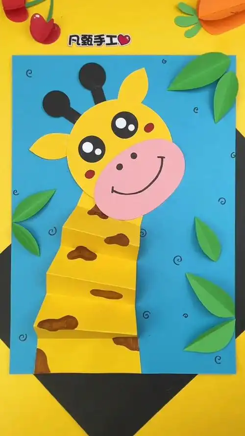 镜头里的春天#可爱的长颈鹿拼贴画!