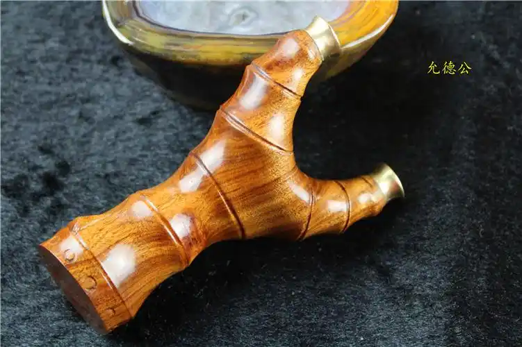 雕刻弹弓实木造型铜头快压免绑竹节精美手把飞镖