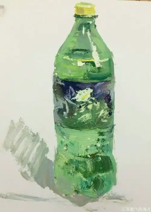 1,水粉雪碧瓶怎么调