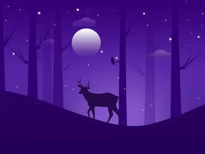 临摹渐变插画麋鹿蓝紫色调插画步骤解析