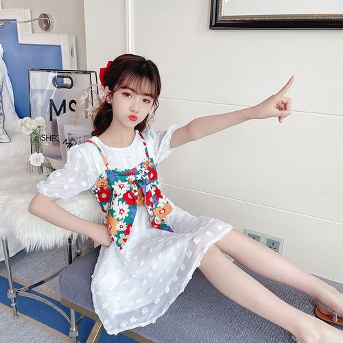 乔僖枫童装女童连衣裙2023新款儿童网红公主裙小女孩子夏季中大童时尚