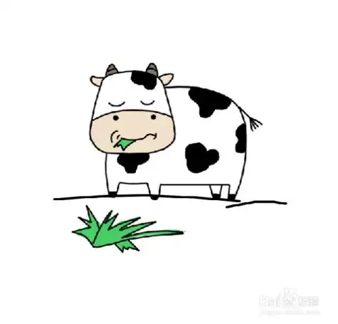 吃草的奶牛简笔画
