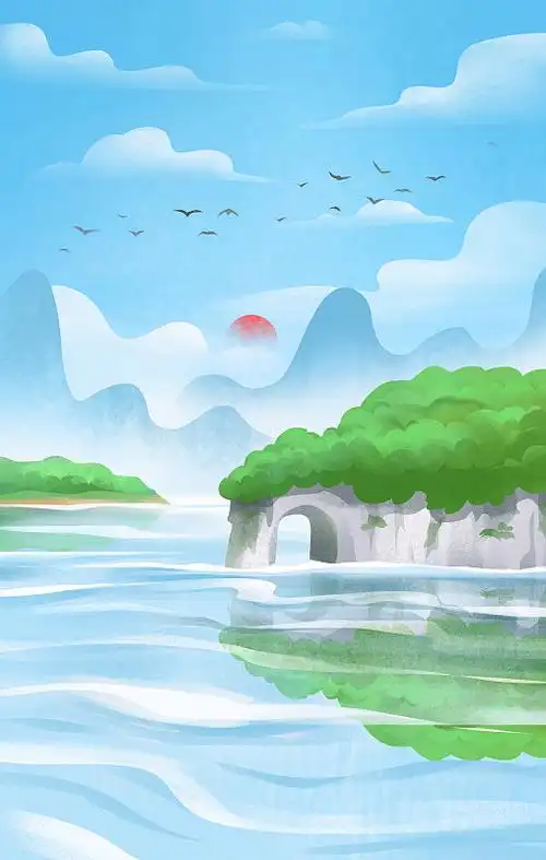 桂林山水之象山插画图片下载