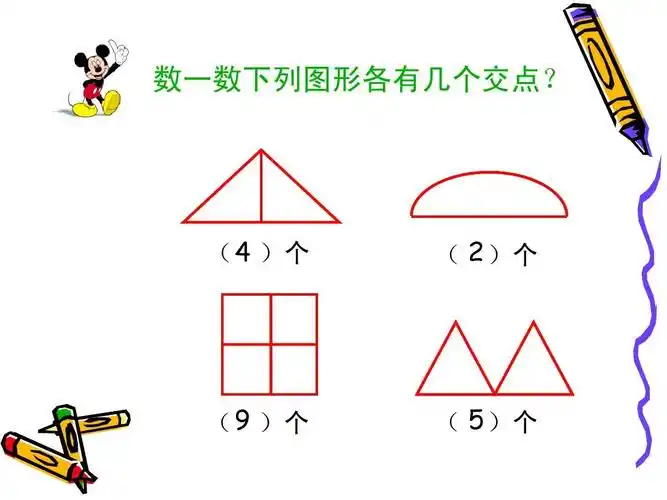 数一数下列图形各有几个交点?     )个     )个     )个     )个