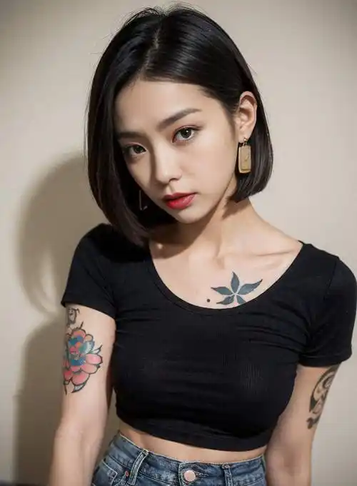 高清美女壁纸,非常漂亮优雅的纹身短发小姐姐_照片_个性_外表