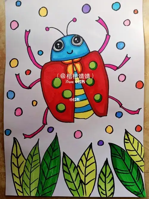 小瓢虫儿童画简笔画水彩画马克笔画