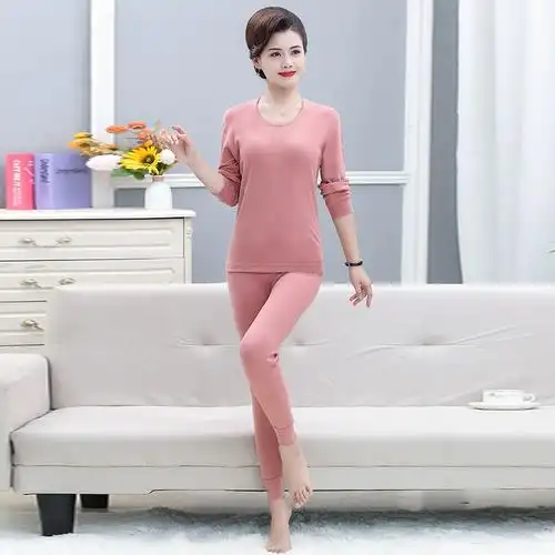 薄款保暖内衣女士套装纯棉中老年人妈妈打底全棉毛衫秋衣秋裤冬季