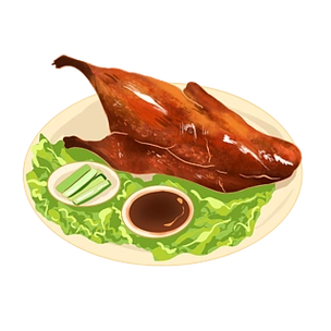 舌尖上的美食烤鸭插画