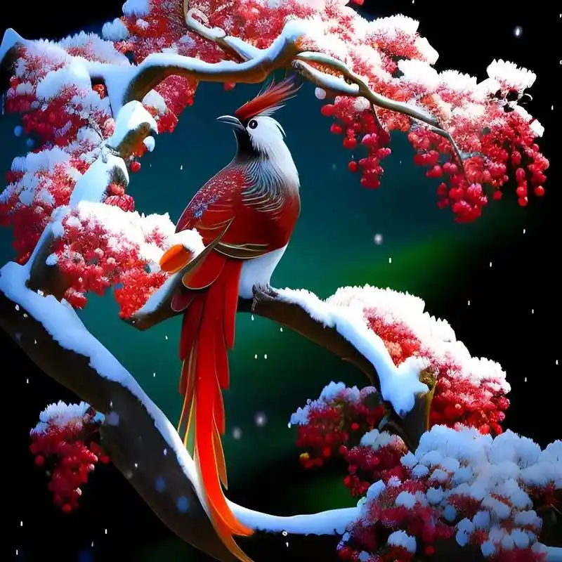 喜鹊飞雪中登梅枝宛如一幅画梅雪相和鹊落枝头意境唯美