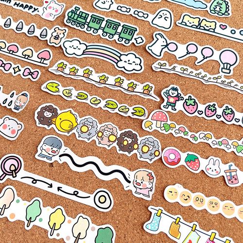 卡通分割线成长相册贴纸学生手抄报剪报日记本装饰小贴画作业奖励