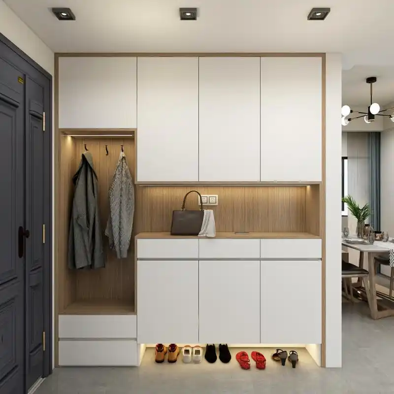 进门大鞋柜设计—增加收纳空间 鞋柜设计需要有的部分 换鞋凳:人体