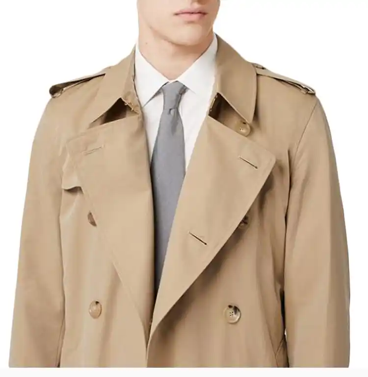 burberry/博柏利男装 服装 肯辛顿版型 棉质双排扣束腰修身长款 男士