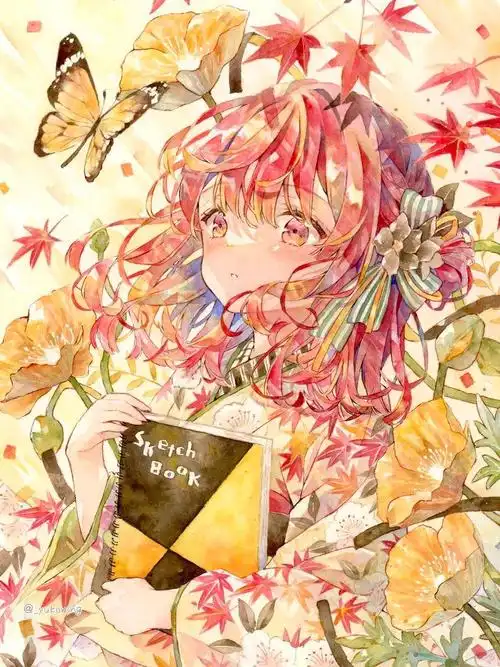 插画分享452日系水彩少女动漫手绘可爱