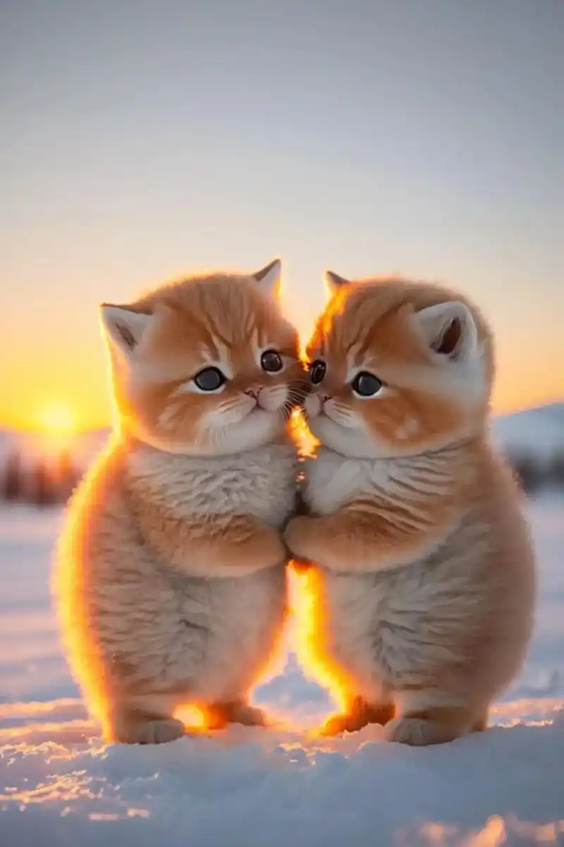 两只小猫咪亲密地依偎在一起似乎什么也不能分开它们