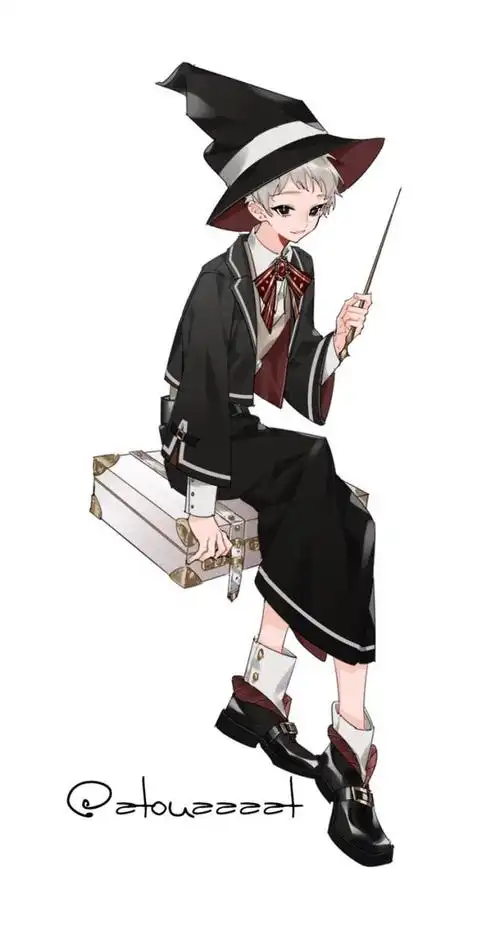 卡通人物绘画,帅气十足的男性魔法师