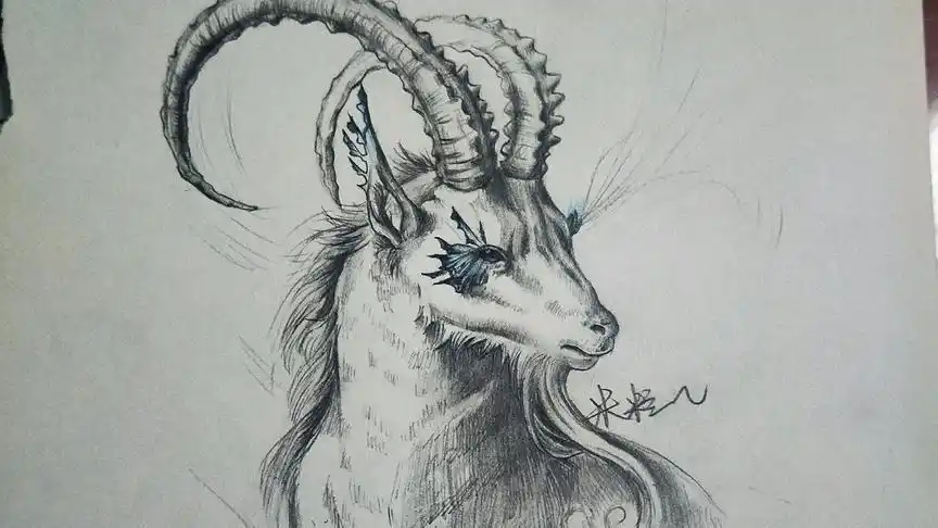 《铅笔画》山羊