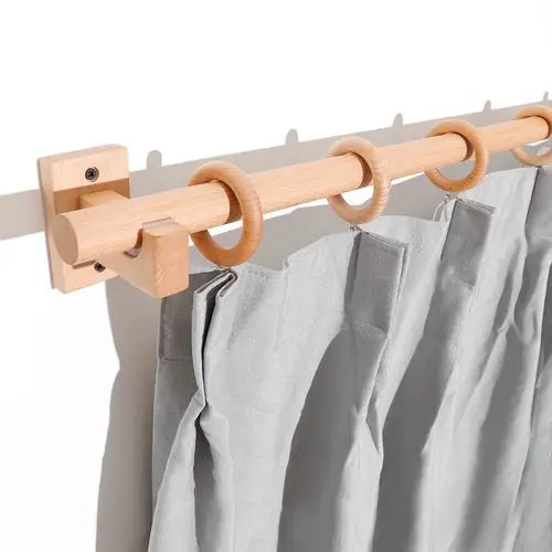 简易实木北欧罗马窗帘杆单支架轨道窗帘杆