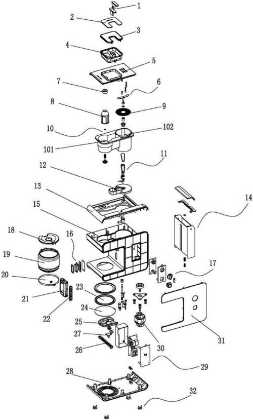一种具有磨豆和冲泡功能的滴漏式咖啡机制造技术