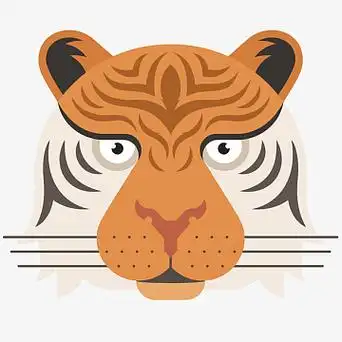 卡通动物头像矢量图png矢量手绘水彩彩绘动物老虎服装aipng6款卡通