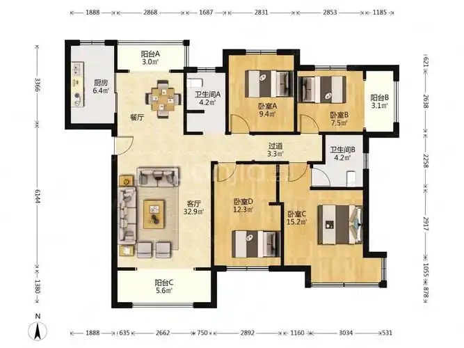 正南朝向次新小区正规商品房满二双卫格局带电梯