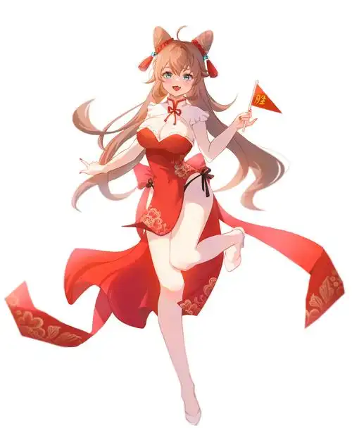 旗袍女孩-女孩子双马尾