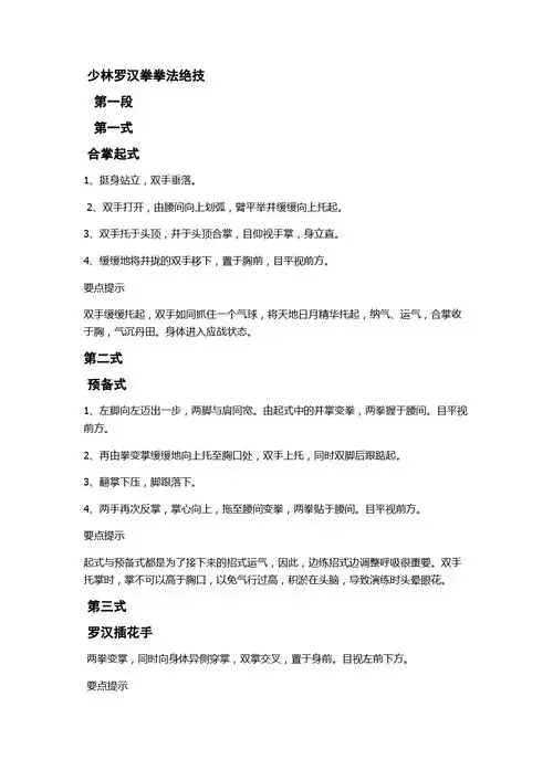 少林罗汉拳拳谱