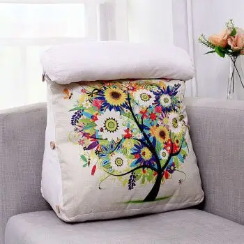 三角靠垫床头大靠垫办公室腰靠背垫床上护颈靠枕沙发抱枕靠垫卡通 彩