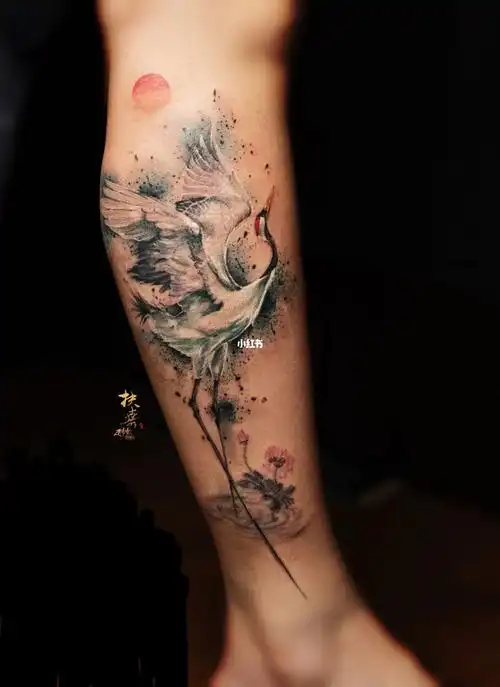 99国峰水墨仙鹤73#多伦多纹身  #多伦多纹身师  #多伦多纹身店