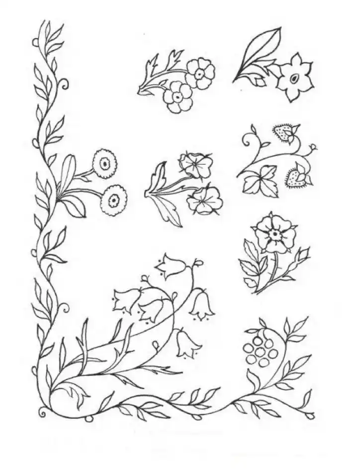 分享36款花草刺绣,附黑白线稿和刺绣针法,新手小白收藏练习咯