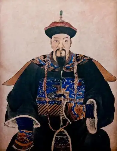 清朝官臣曹振彦人物肖像绘画工艺品