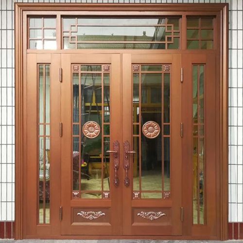 别墅大门玻璃自建房入户对开锌合金农村进户门乡村家用双开防盗门