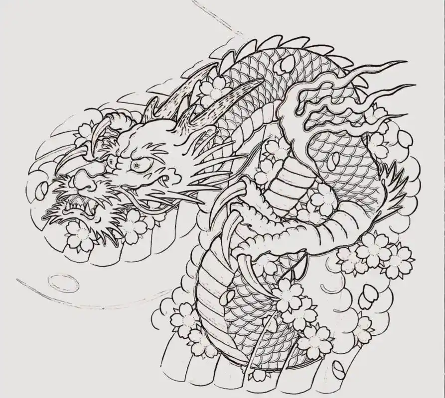 传统半甲五分袖 过肩龙手稿图. #tattoo #日式老传统